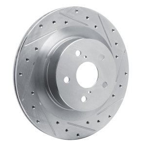 Lexus RC300 Brake Rotor (1) - Rear Right - R1 Concepts - Drilled & Slotted - Silver - `21-`22